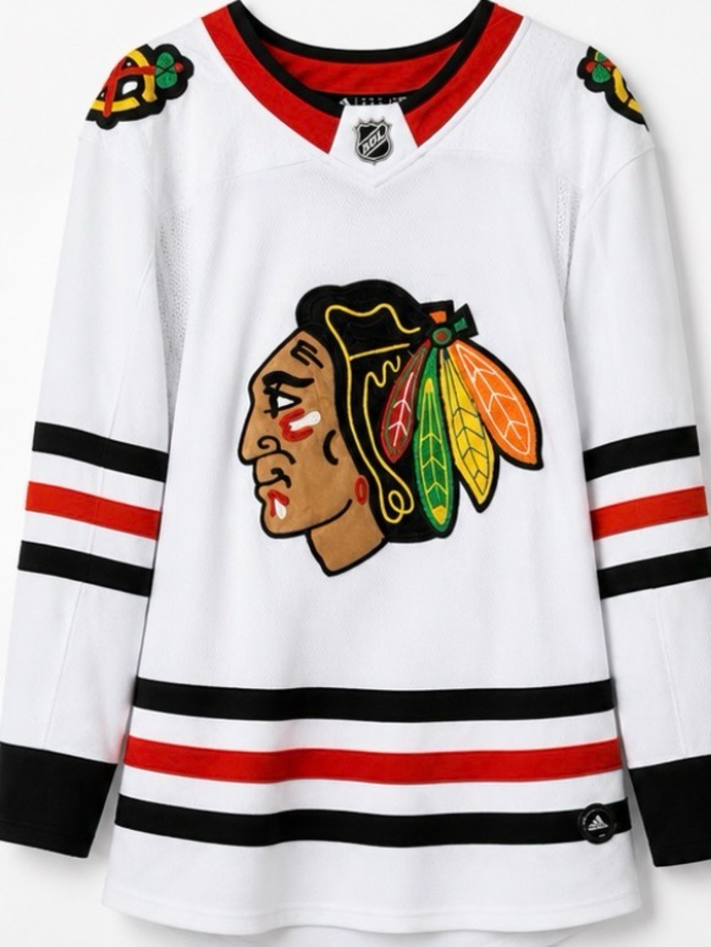 NHL White Chicago Blackhawks Jersey with Red & Black Accents